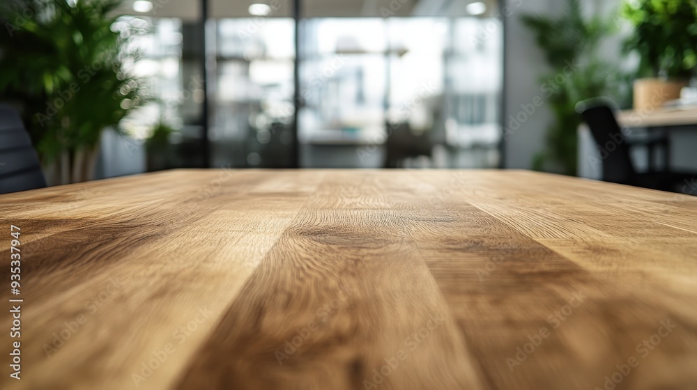 Wooden Table in a Modern Office Setting Wooden Table in a Modern Office Setting