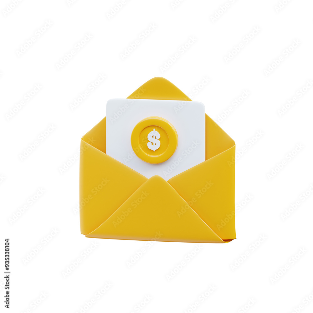 3D Salary Package Envelope Concept Business Illustration