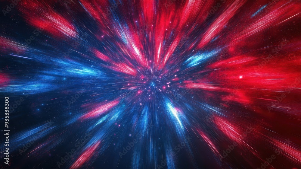 Fototapeta premium A vibrant explosion of colors representing cosmic energy and movement in space.