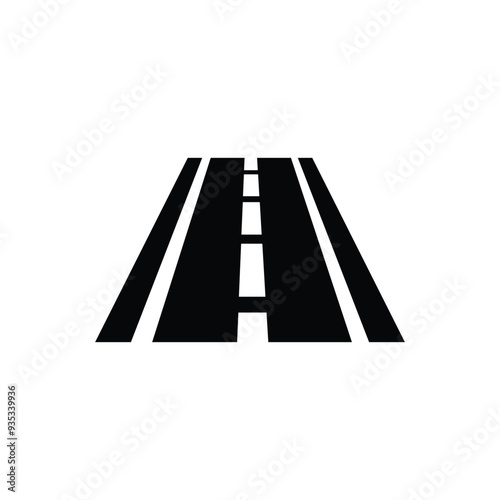 Highway black and white flat vector icon design. Road symbol and clip art