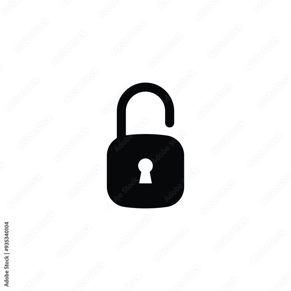 Unlock black and white flat vector icon design. Unlock symbol and glyph design Unlock black and white flat vector icon design. Unlock symbol and glyph design
