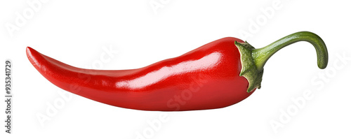 A vibrant red chili pepper isolated on a white background. Perfect for adding a bold splash of color and heat to your culinary creations.