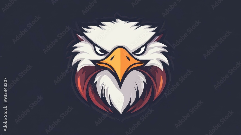 Obraz premium A vibrant, cartoonstyle eagle illustration, featuring playful doodles and modern textures for an eyecatching logo design.