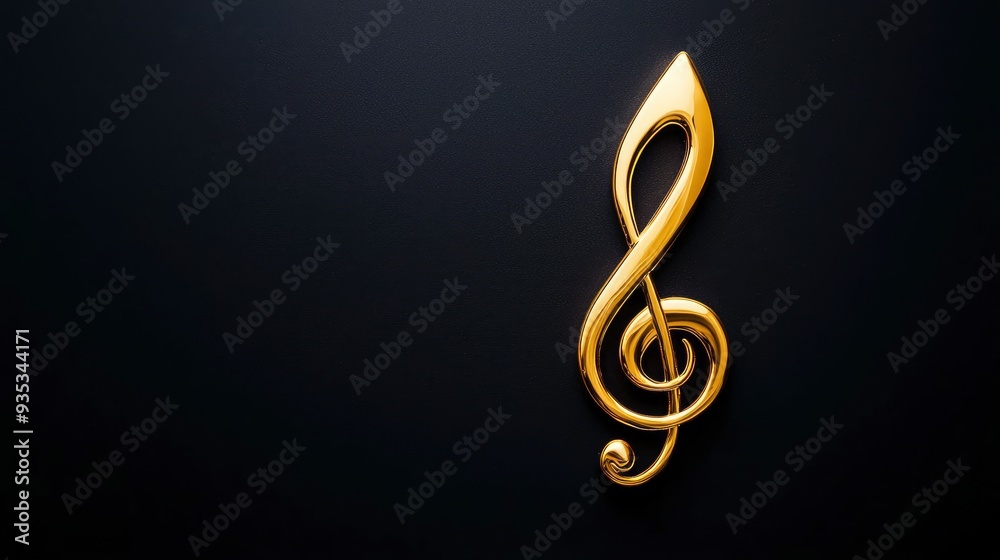 Golden Treble Clef, Glowing Bright Against A Dark Backdrop Golden Treble Clef, Glowing Bright Against A Dark Backdrop