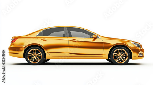 Gold Car, Isolated On White Background, Perfect For Automotive-Themed Designs And Luxury Car Branding . Generative ai