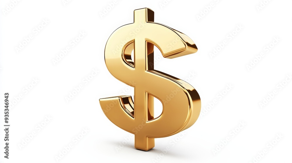 Gold Dollar Sign , Isolated On White Background, Ideal For Finance-Themed Designs And Investment Promotions . Generative ai