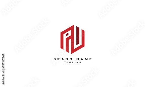 PU, UP, Abstract initial monogram letter alphabet logo design