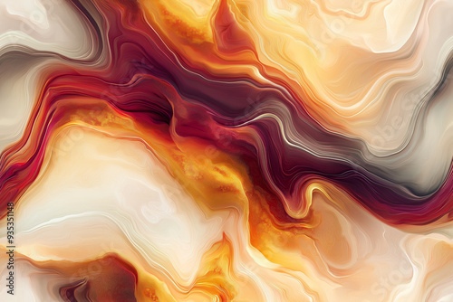Luxurious seamless pattern with fluid marble-like swirls in warm tones, evoking a sense of richness and warmth.