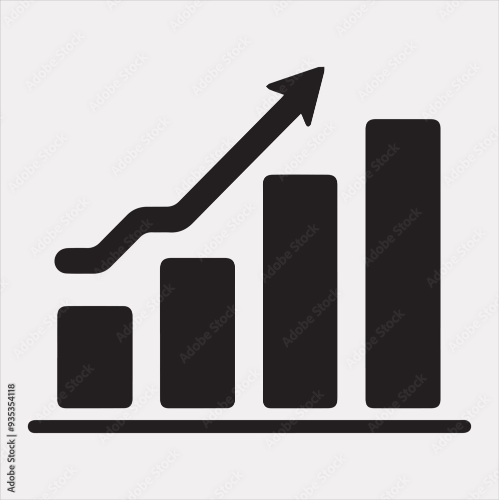 growth bar chart Vector silhouette illustration icon on a white background growth bar chart Vector silhouette illustration icon on a white background