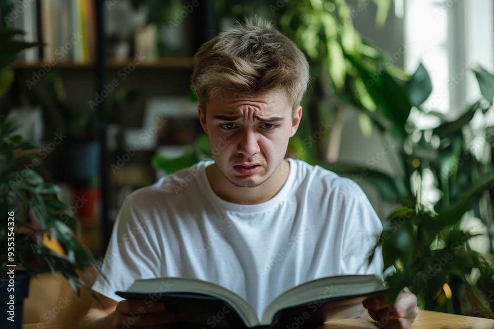 It is impossible for the angry young male student to understand complex education concepts as he prepares for his exams. It is impossible for the angry young male student to understand complex education concepts as he prepares for his exams.