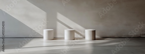 An isolated white backdrop with a podium stage concept  accompanied by a pedestal trophy stage or a modern display of white products on a pedestal