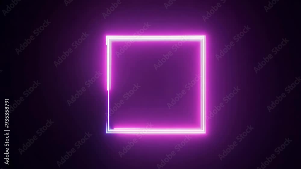 Abstract Neon Square Loop: Glowing Frame in Seamless Vibrant Animation Abstract Neon Square Loop: Glowing Frame in Seamless Vibrant Animation