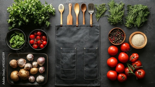 Black apron mockup on a white background with cook  328 food, tomato, vegetable, fresh, healthy, tomatoes, cherry, fruit, ripe, organic, diet, ingredient, leaf, green, red, vegetables, berry, vegetari photo