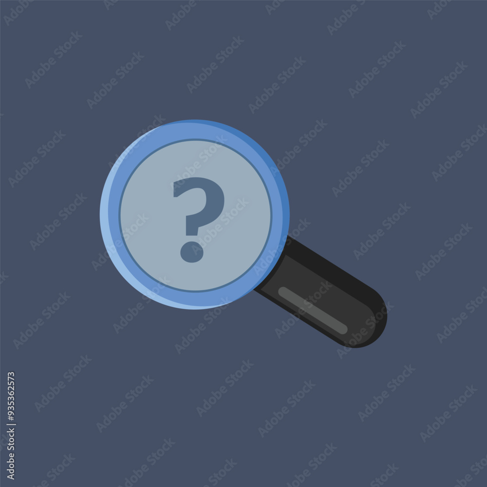 magnifying glass with riddle sign in flat vector design. magnifying glass with riddle sign in flat vector design.