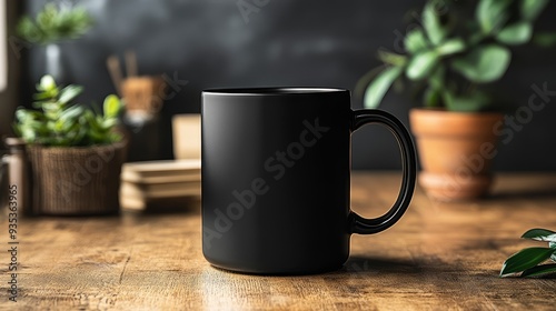 Black mug mockup with a white background and subtl  231 cup, coffee, mug, tea, drink, white, black, cafe, table, isolated, beverage, breakfast, object, hot, espresso, saucer, caffeine, morning, cerami photo