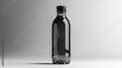 Black water bottle mockup on a stark white backgro  173 bottle, glass, wine, drink, isolated, alcohol, white, beverage, red, liquid, empty, object, transparent, water, bar, vodka, green, container, bl photo