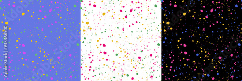 Hand drawn paint splashes textures, vector seamless pattern