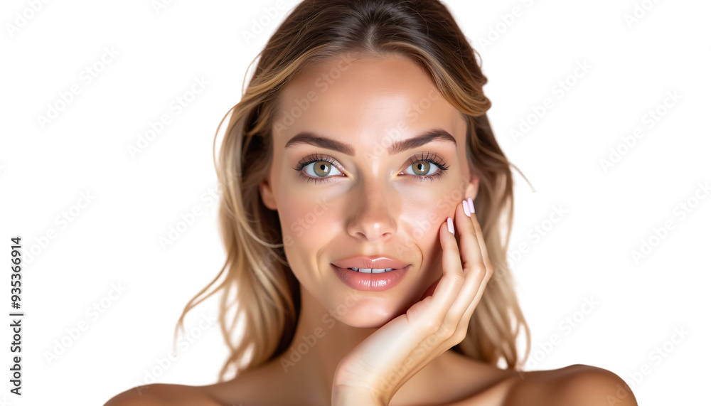 Portrait of a Swiss Woman Isolated on Transparent or White Background for Beauty Product Promotion Closeup Shot in Pose Portrait of a Swiss Woman Isolated on Transparent or White Background for Beauty Product Promotion Closeup Shot in Pose