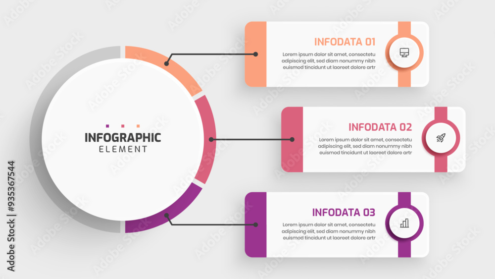Business Central Circle Infographic Presentation with 3 Rectangle Label Icon for Presentation Business Central Circle Infographic Presentation with 3 Rectangle Label Icon for Presentation