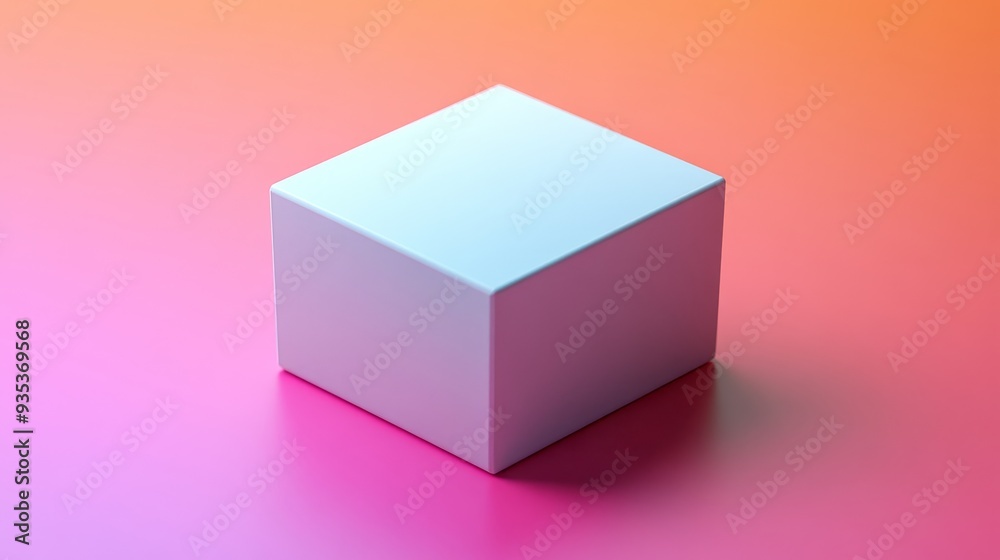 White packaging box mockup on a gradient pink to o 63 box, gift, cube, isolated, object, 3d, package, present, block, square, christmas, birthday, blank, celebration, red, open, container, color, emp White packaging box mockup on a gradient pink to o 63 box, gift, cube, isolated, object, 3d, package, present, block, square, christmas, birthday, blank, celebration, red, open, container, color, emp