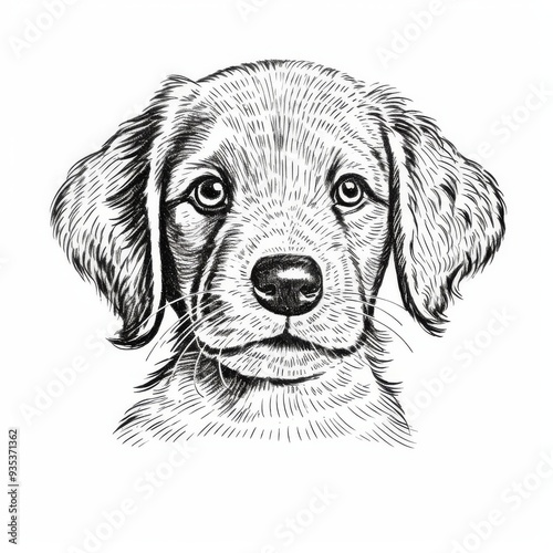 Adorable Puppy Line Art Illustration for Pet Lovers and Children's Books photo