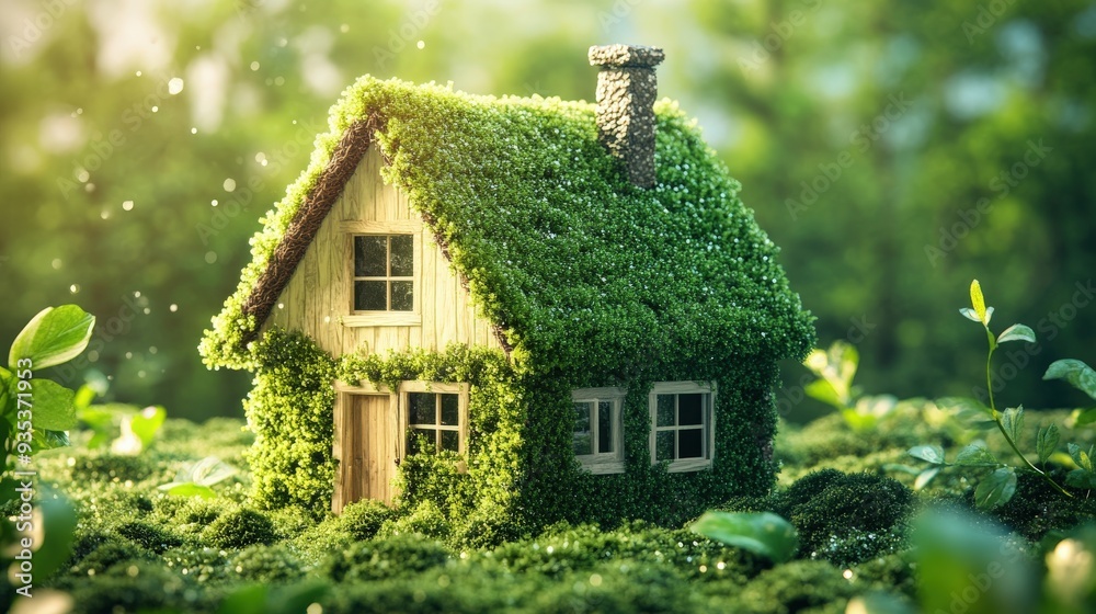 Visualize an eco-friendly home with sustainable materials, energy-efficient appliances, and green living spaces that promote a healthier lifestyle Visualize an eco-friendly home with sustainable materials, energy-efficient appliances, and green living spaces that promote a healthier lifestyle