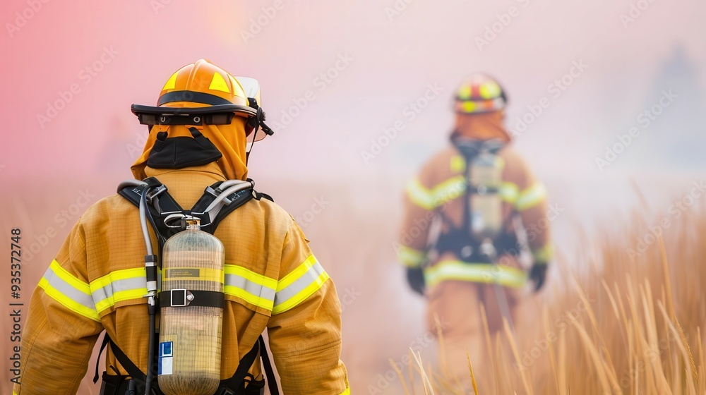 Fototapeta premium Panic during evacuation due to smoke, rescue efforts underway