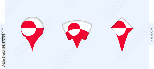 Greenland Map Markers Set. Perfect for projects related to Greenland, travel, geography, and international representation.