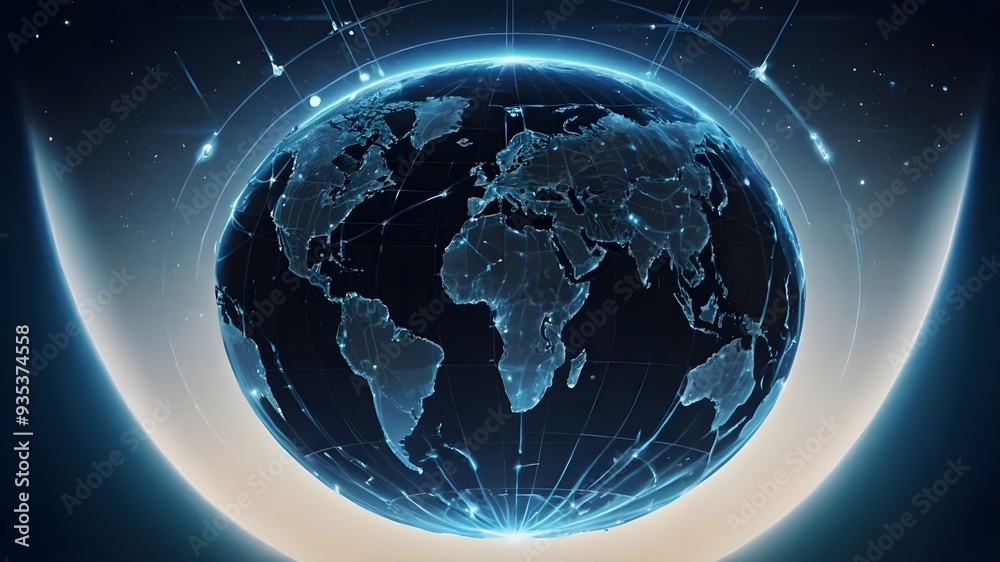 Fototapeta premium Global Network Connection, World Map Technology, Innovation in Global Business Concept