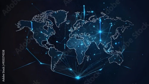 Global Network Connection, World Map Technology, Innovation in Global Business Concept