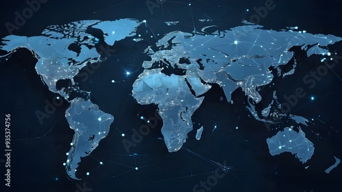 Global Network Connection, World Map Technology, Innovation in Global Business Concept