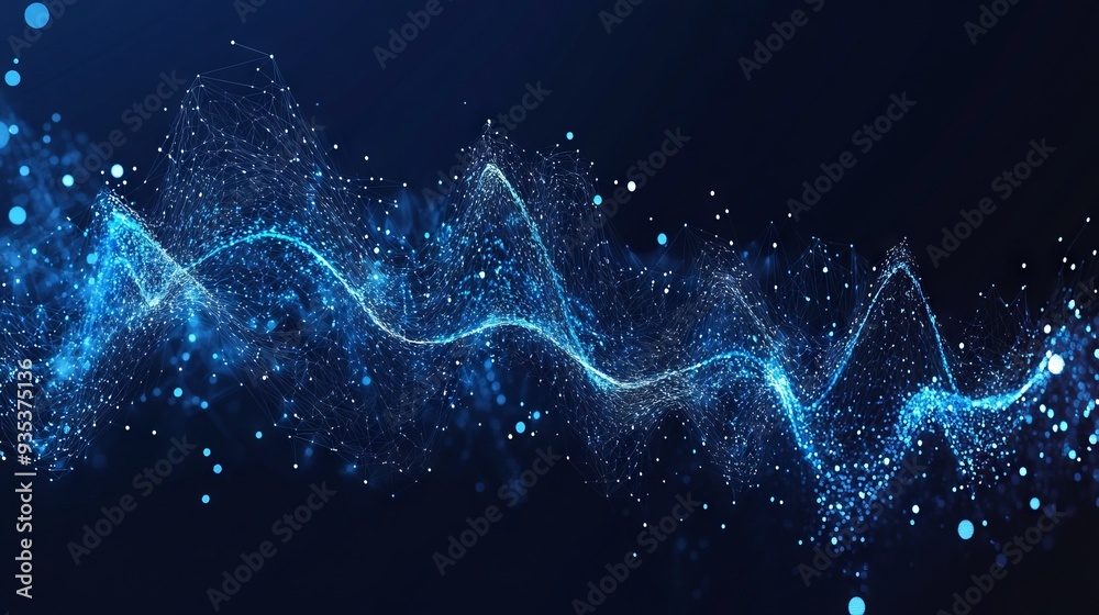 Sound wave low poly wireframe banner template. Polygonal illuminated media player digital equalizer mesh art illustration. 3D audio volume, music rhythm, heart beat. With dark blue background. Sound wave low poly wireframe banner template. Polygonal illuminated media player digital equalizer mesh art illustration. 3D audio volume, music rhythm, heart beat. With dark blue background.