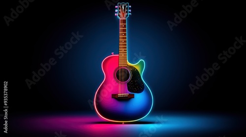 Neon Sign Guitar, Trendy And Cool In Pink, Blue, And Yellow 