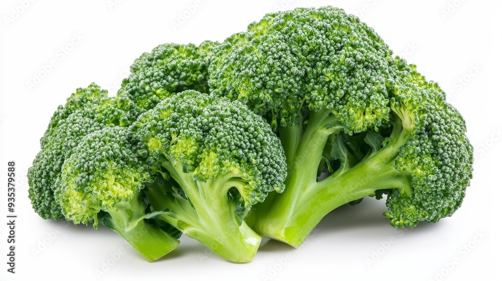 Fresh green broccoli florets isolated on a white background. Fresh green broccoli florets isolated on a white background.