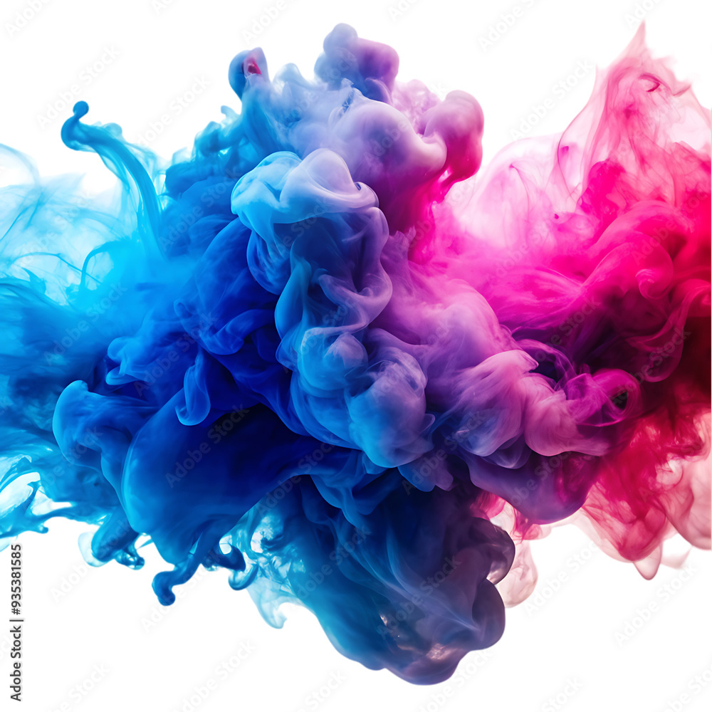 Blue and Pink Colorful Ink Smoke Isolated on White Background Perfect for Creative Design and Artistic Effects Blue and Pink Colorful Ink Smoke Isolated on White Background Perfect for Creative Design and Artistic Effects