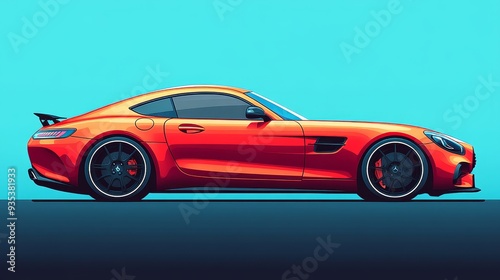 A car colorful cartoon style high resolution vecto  2 car, auto, automobile, vehicle, sport, transport, luxury, toy, sports, transportation, speed, fast, model, race, wheel, design, red, classic, driv