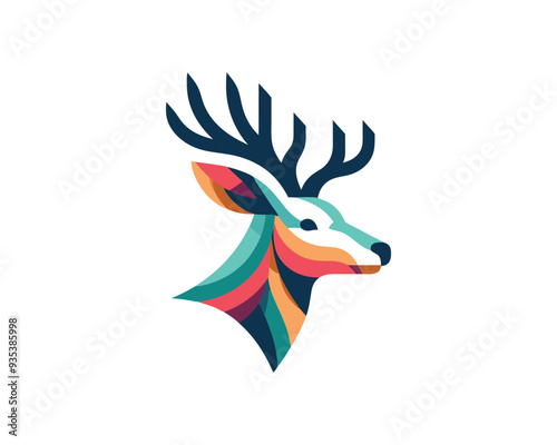 Mule deer logo design icon symbol vector illustration