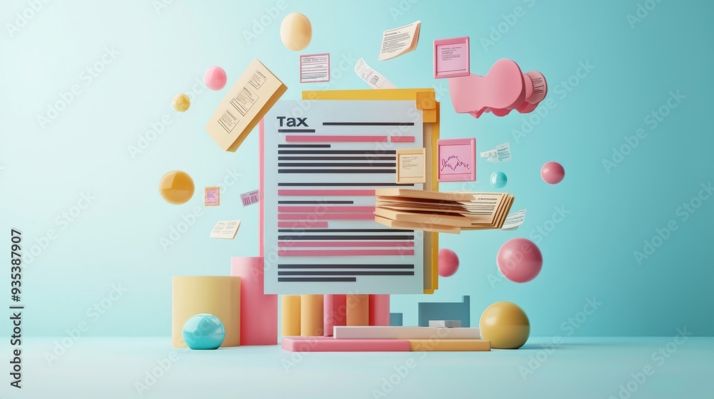 Obraz premium Tax Paperwork 3D.