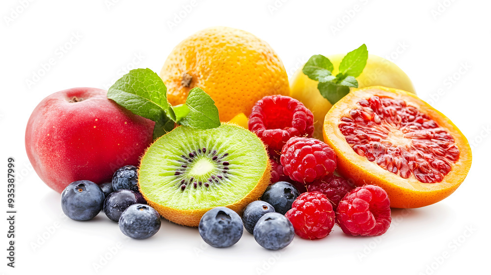 Fresh fruits on white background Fresh fruits on white background