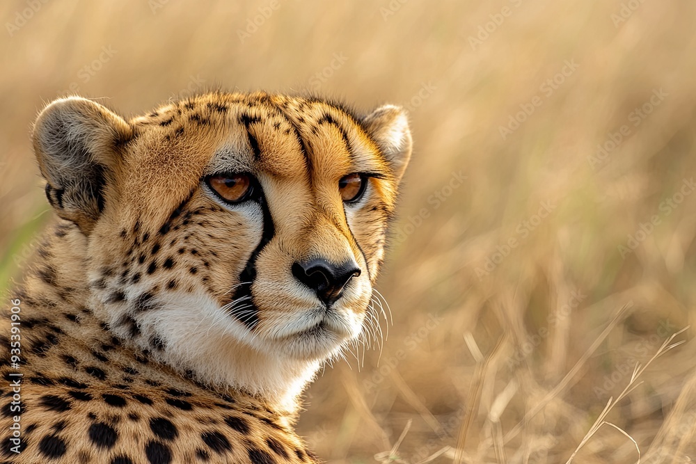 A cheetah is looking at the camera with its mouth open A cheetah is looking at the camera with its mouth open