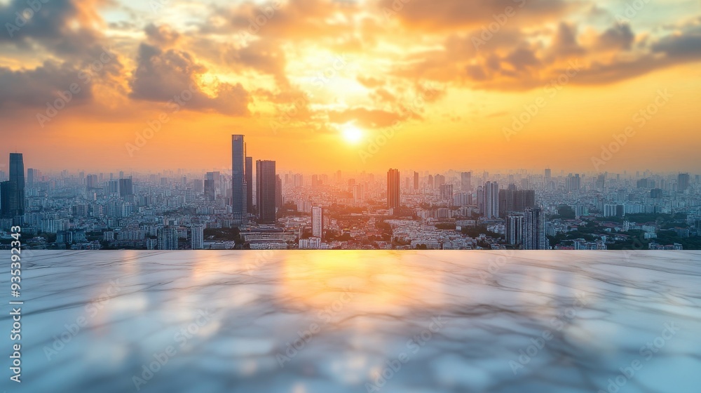 White marble stone table with sunset city view in office building,view of window wall building with sunrise city view background,Modern office interior,golden hour concept,space for text. White marble stone table with sunset city view in office building,view of window wall building with sunrise city view background,Modern office interior,golden hour concept,space for text.