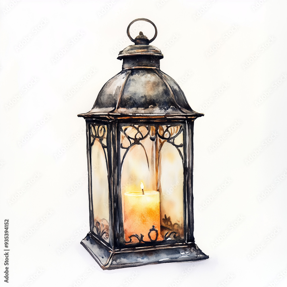 old lantern on a white background old lantern on a white background