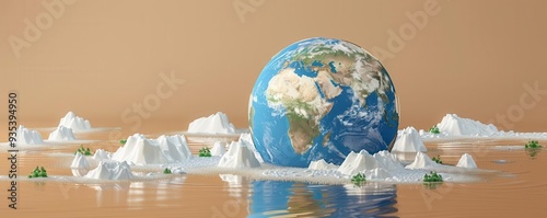 Melting ice caps, Earth heating, boiling effect, climate change