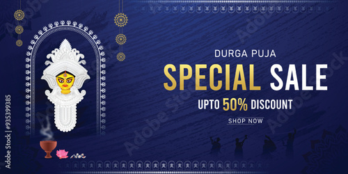 Durga Puja Sale, Celebrate Durga Puja Sale Banner, with Exclusive Discounts. Durga Puja, Festive, Happy Durga Puja, Durga Puja Background, Durga Puja Offer, Durga Puja Sale Tag,  