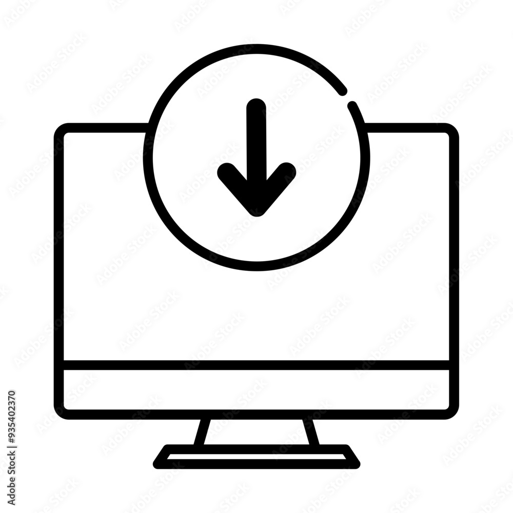 computer download line icon