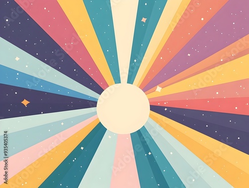 Vibrant Radiating Rainbow Burst in Abstract Cosmic Background