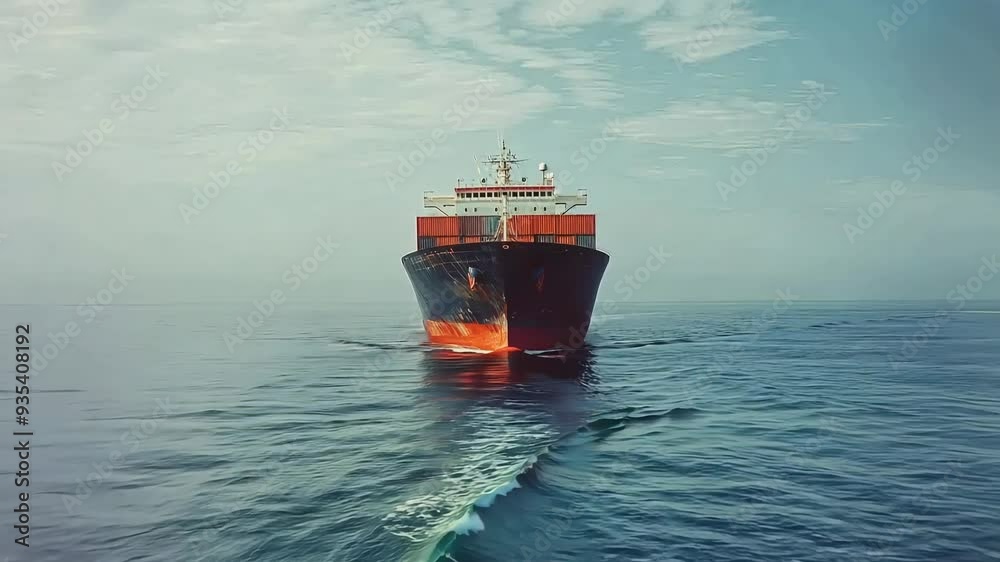 Freight ship sailing in a calm ocean Freight ship sailing in a calm ocean