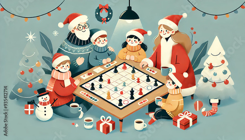 Family Playing Board Games on New Year's Eve
