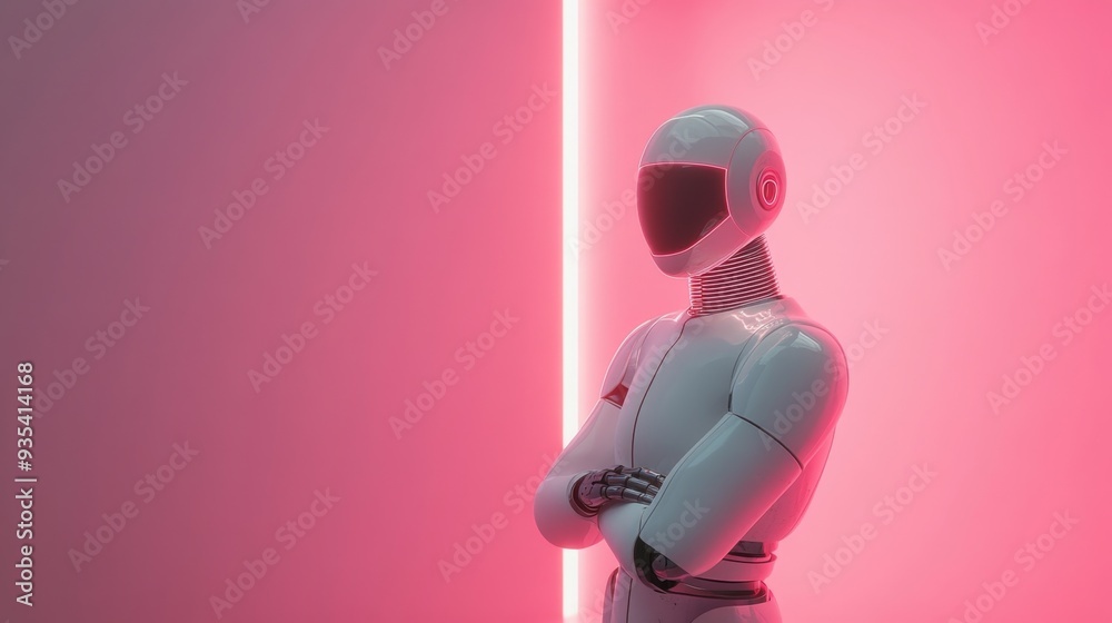Fototapeta premium Robot in Pink Light.
