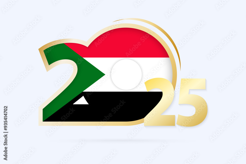 Fototapeta premium Year 2025 with Sudan Flag pattern.